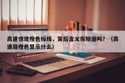高速惊现橙色标线，背后含义你知道吗？（高速路橙色显示什么）