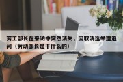 劳工部长在采访中突然消失，因取消选举遭追问（劳动部长是干什么的）