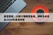 暴雪警报：22英寸强降雪来袭，威胁生命安全/2020年暴雪预警