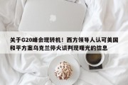 关于G20峰会现转机！西方领导人认可美国和平方案乌克兰停火谈判现曙光的信息