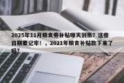 2025年11月粮食券补贴哪天到账？这些日期要记牢！，2021年粮食补贴款下来了吗?