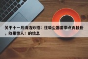 关于十一月清洁妙招：往吸尘器里撒点肉桂粉，效果惊人！的信息