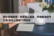 房价涨幅回落：买家信心低迷，市场降温信号已现/房价上涨或下跌走势