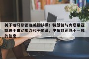 关于哈马斯面临关键抉择！特朗普与内塔尼亚胡联手推动加沙和平协议，中东命运悬于一线的信息
