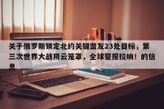 关于俄罗斯锁定北约关键盟友23处目标，第三次世界大战阴云笼罩，全球警报拉响！的信息