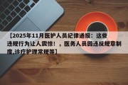 【2025年11月医护人员纪律通报：这些违规行为让人震惊！，医务人员因违反规章制度,诊疗护理常规等】