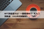 NFT到底是什么？一图看懂NFT：从入门到精通，1922年权威解析！，“nft”