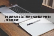【看到紫色停车位？原来背后藏着这个秘密！，紫色停车场】